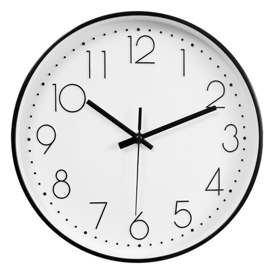 LW Collection Keukenklok Delon zwart wit 30cm