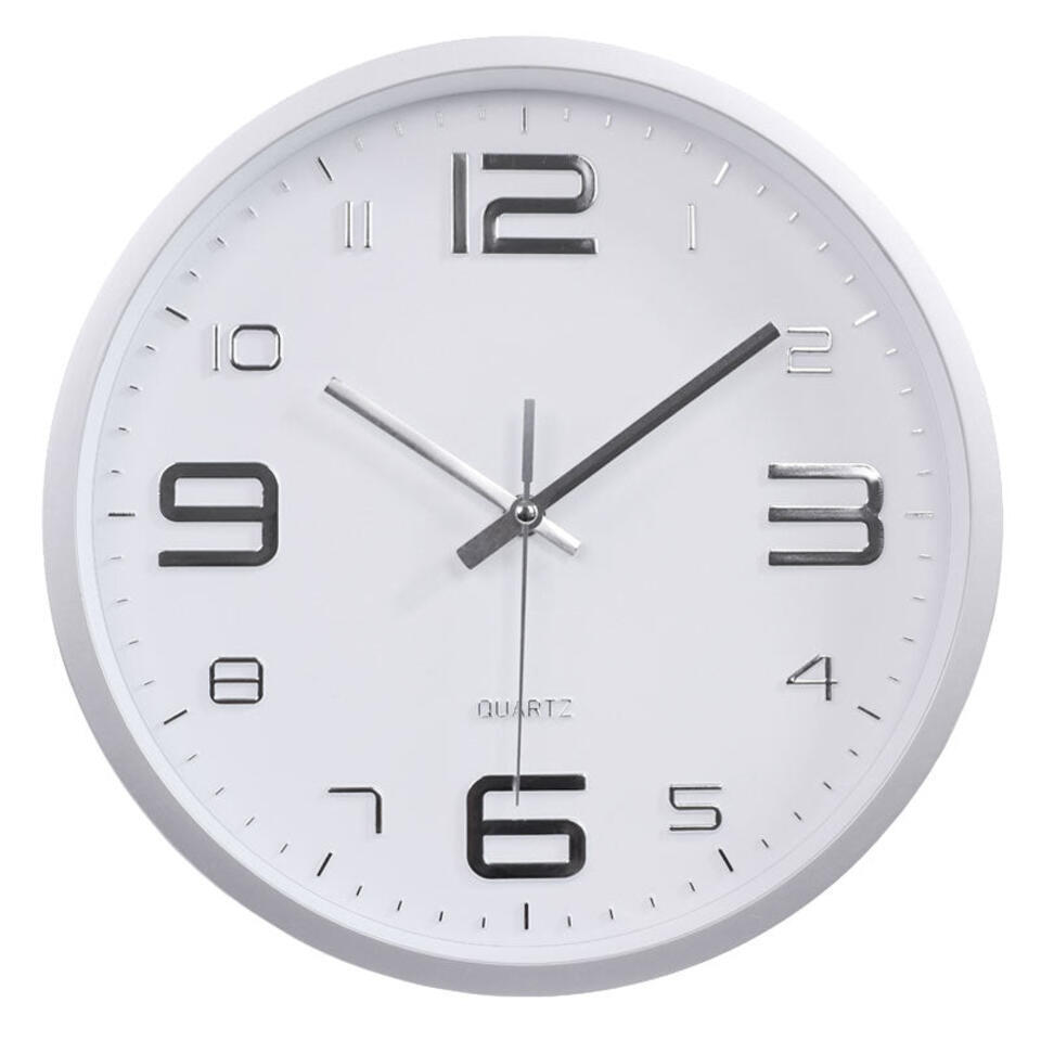 LW Collection Keukenklok Xenn2 zilver wit 30cm