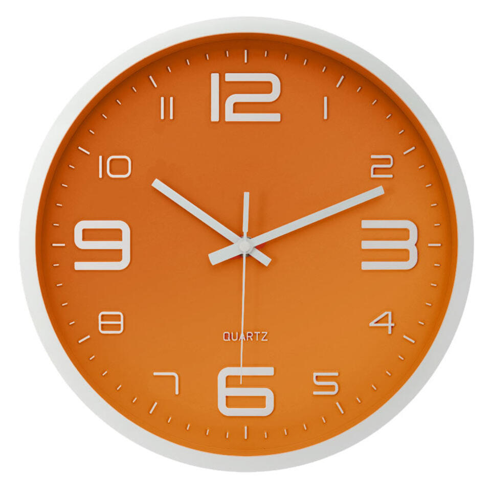 LW Collection Keukenklok Xenn5 oranje wit 30cm