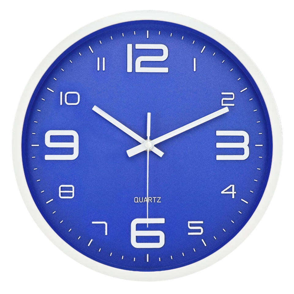 LW Collection Keukenklok Xenn7 blauw wit 30cm
