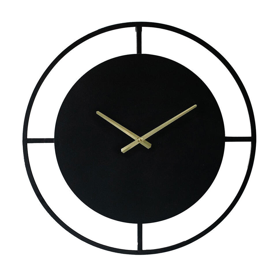 LW Collection Wandklok Danial zwart goud 60cm