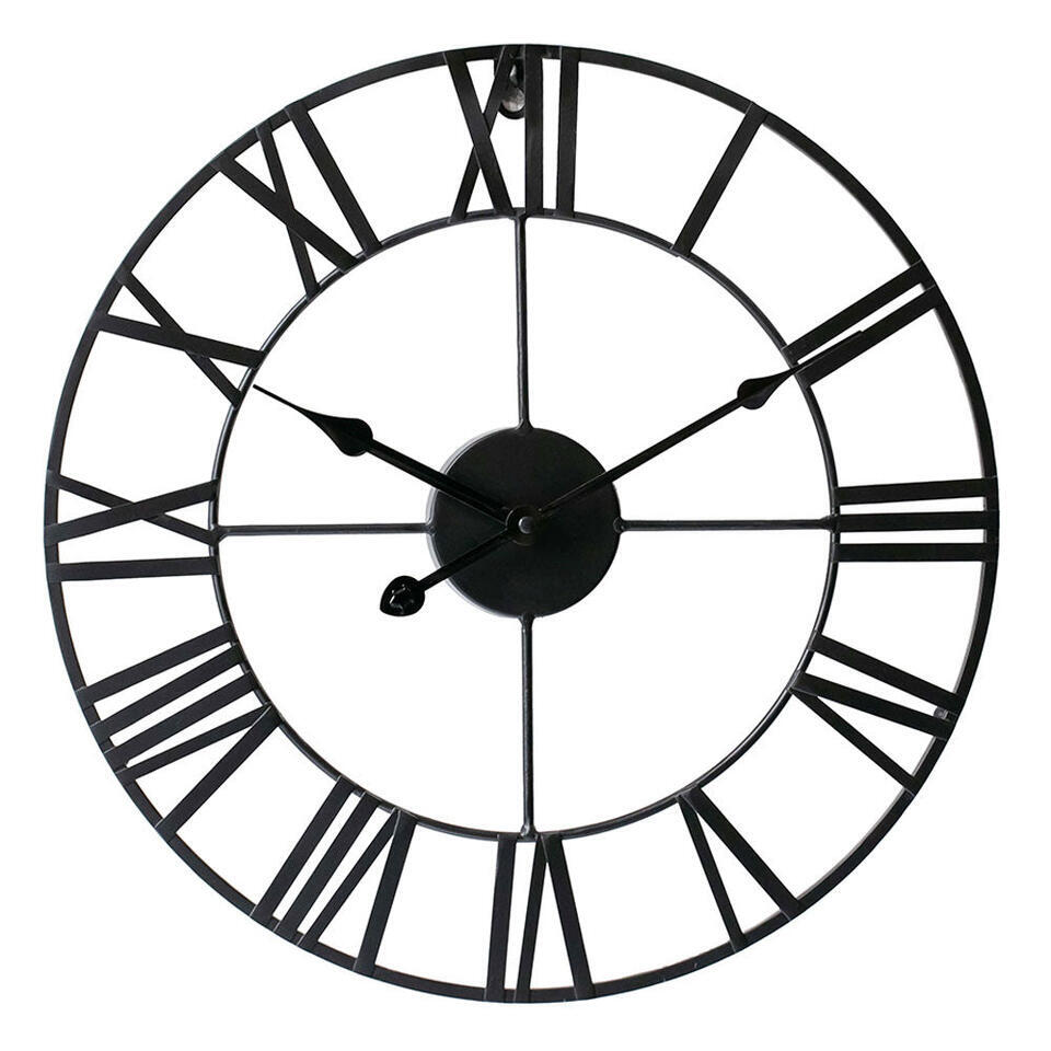 LW Collection Wandklok Olivier zwart 60cm