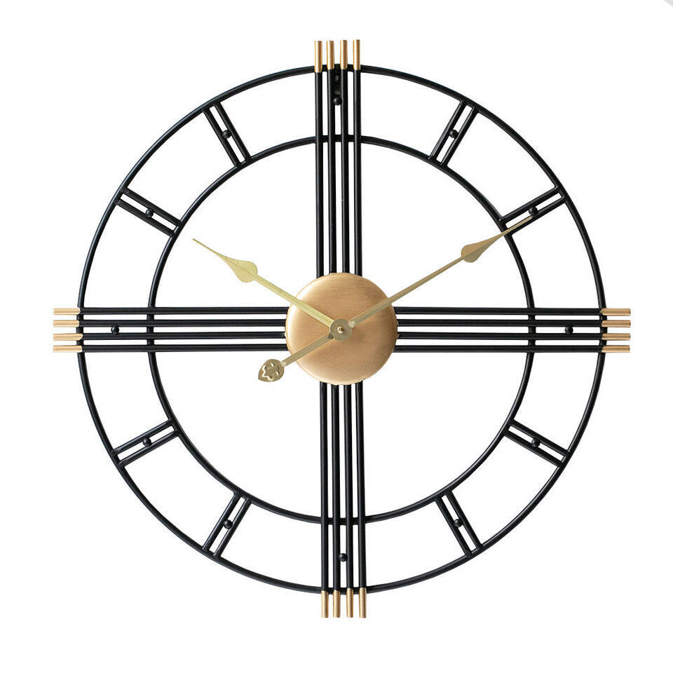 LW Collection Wandklok William zwart goud 60cm