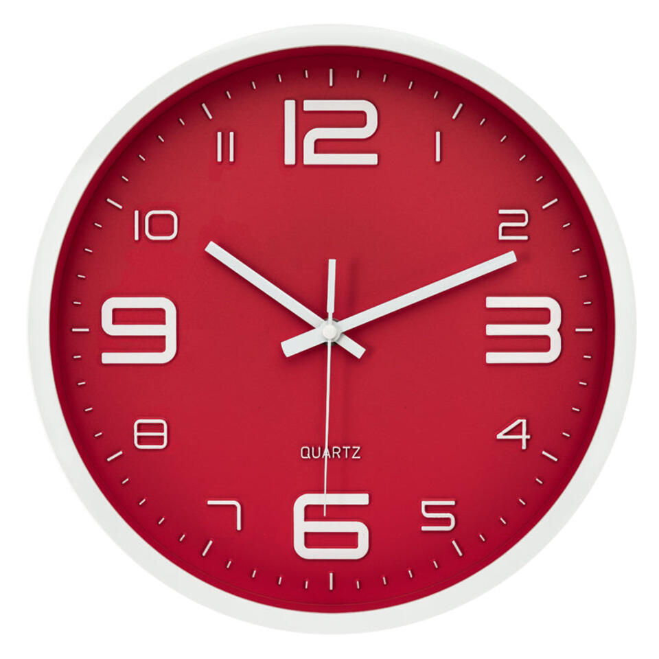 LW Collection Keukenklok Xenn8 rood wit 30cm