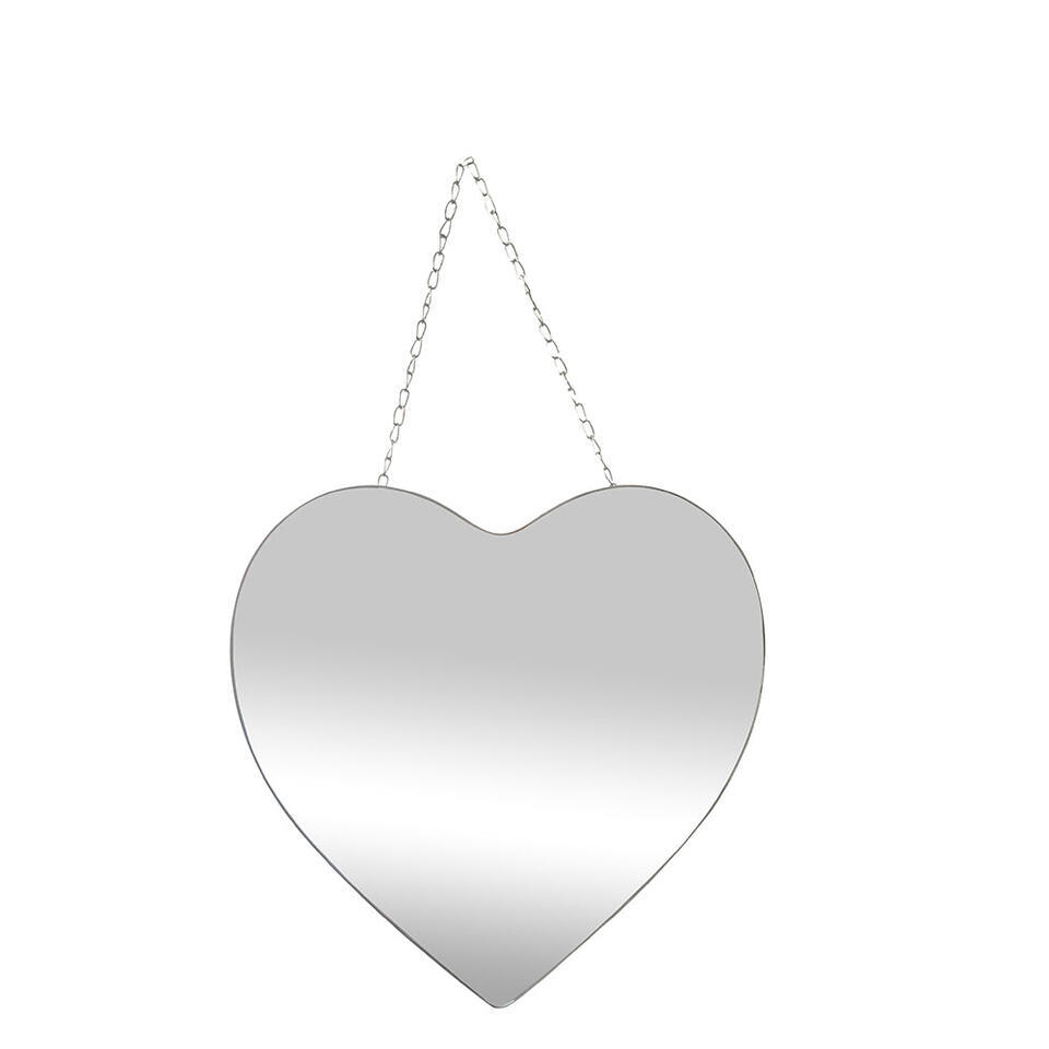 LW Collection Wandspiegel hartje zilver met touw 40×61 cm metaal