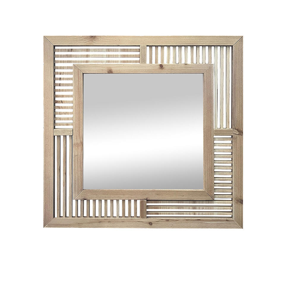 LW Collection Wandspiegel bruin vierkant 60×60 cm hout