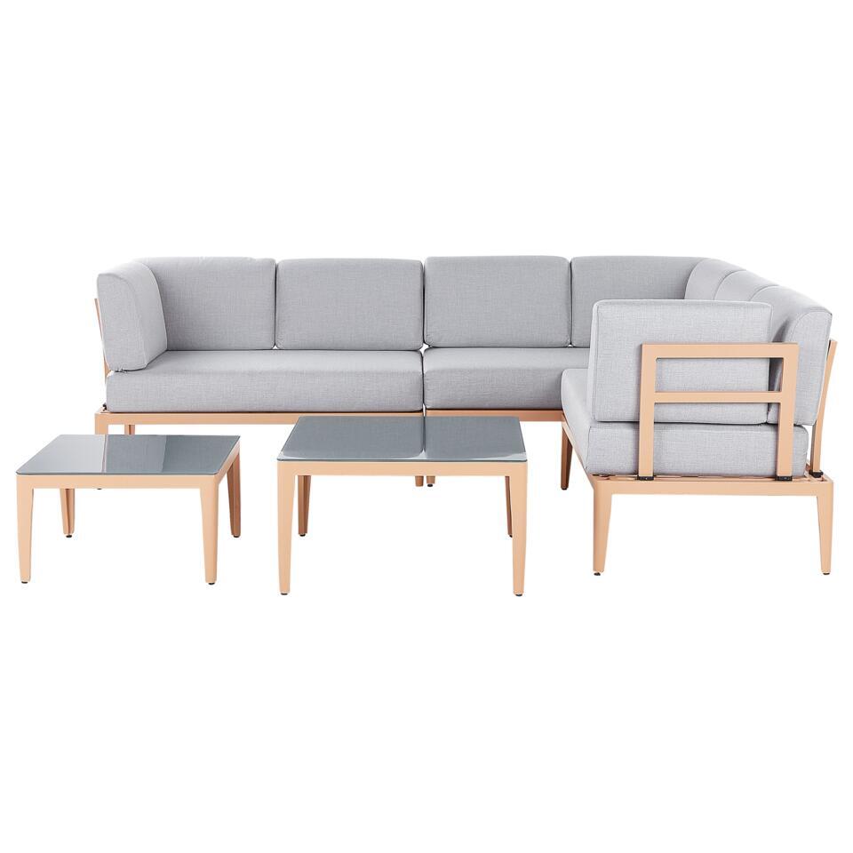 Beliani Loungeset RIMA III – Grijs aluminium – Grijze kussenset