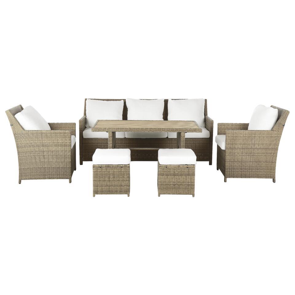 FONTI – Loungeset voor 5 – Wit – PE rotan