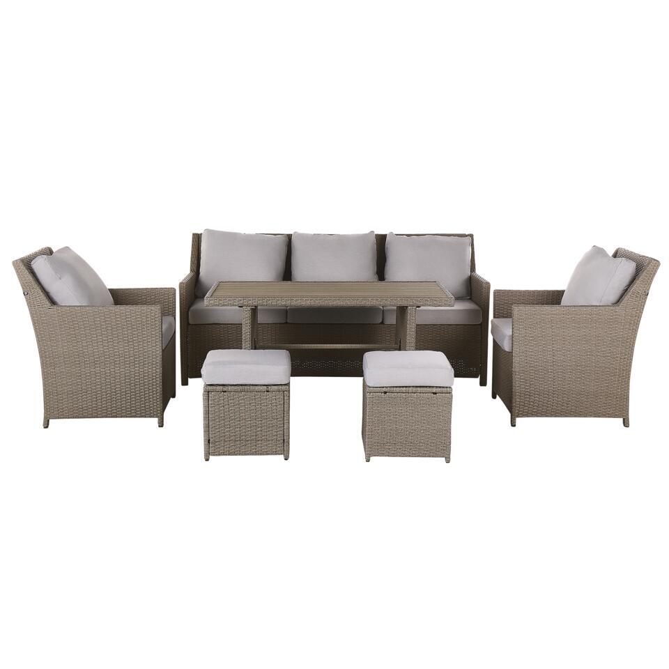 FONTI – Loungeset voor 5 – Natuurlijk – PE rotan