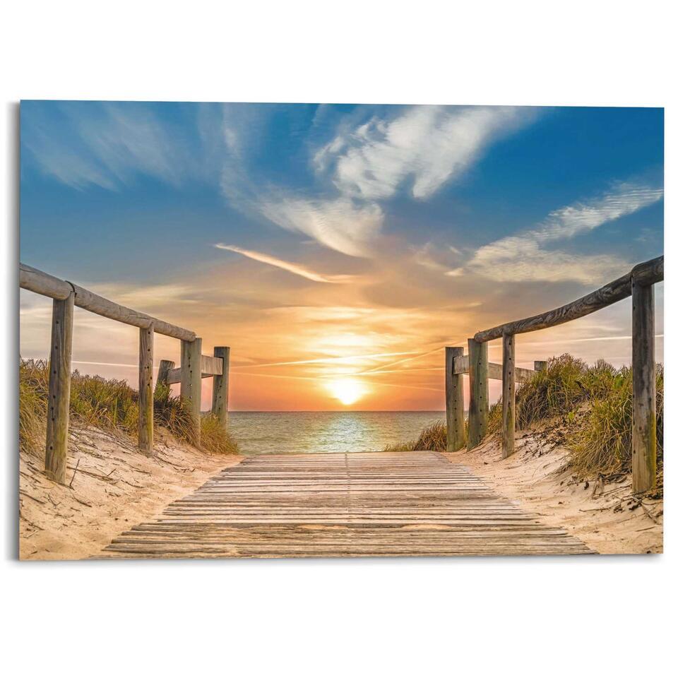 Schilderij Zonsondergang aan het Strand – 100 x 140 – Oranje