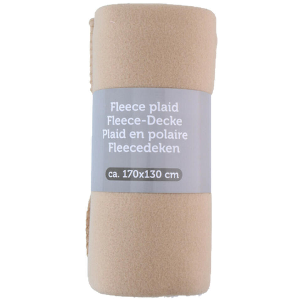 Excellent Houseware Deken / plaid – fleece – 170 x 130 cm – beige