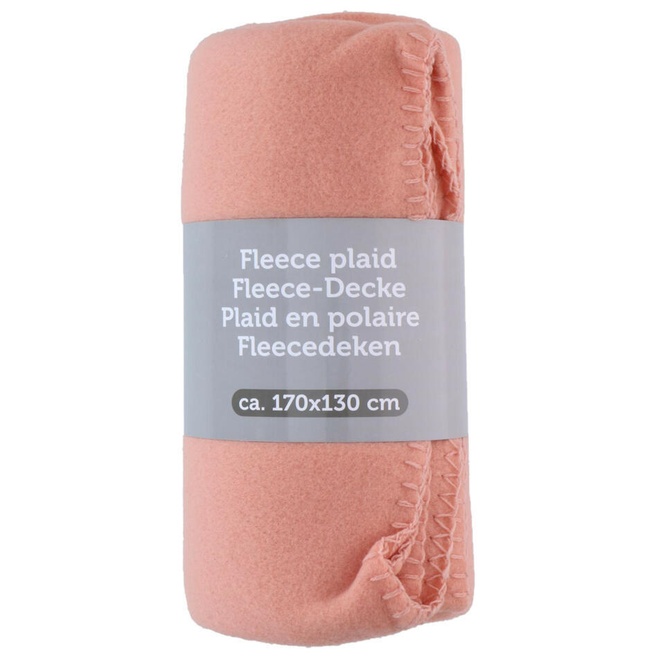 Excellent Houseware Deken-plaid – polyester roze – 170×130 cm
