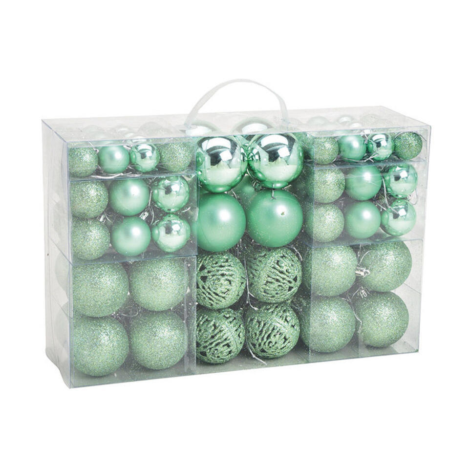 G. Wurm Kerstballen – 100x – kunststof – mint groen – 3-4-6 cm