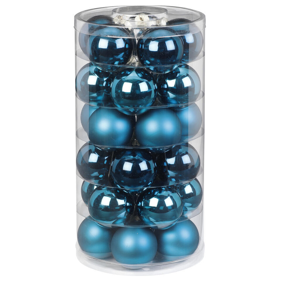 Inge Christmas Kerstballen – 30x st – glas – diep blauw – 6 cm