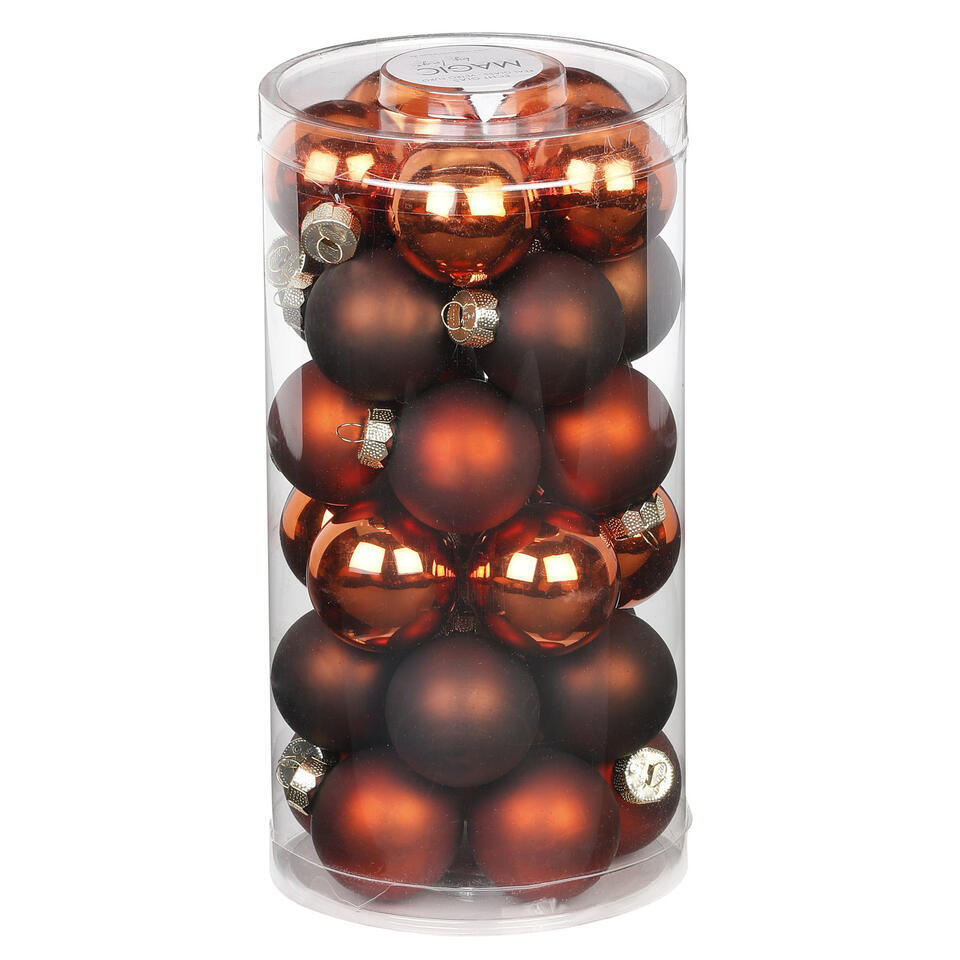 Inge Christmas Kerstballen – 30x st – bruin – D4 cm – glas