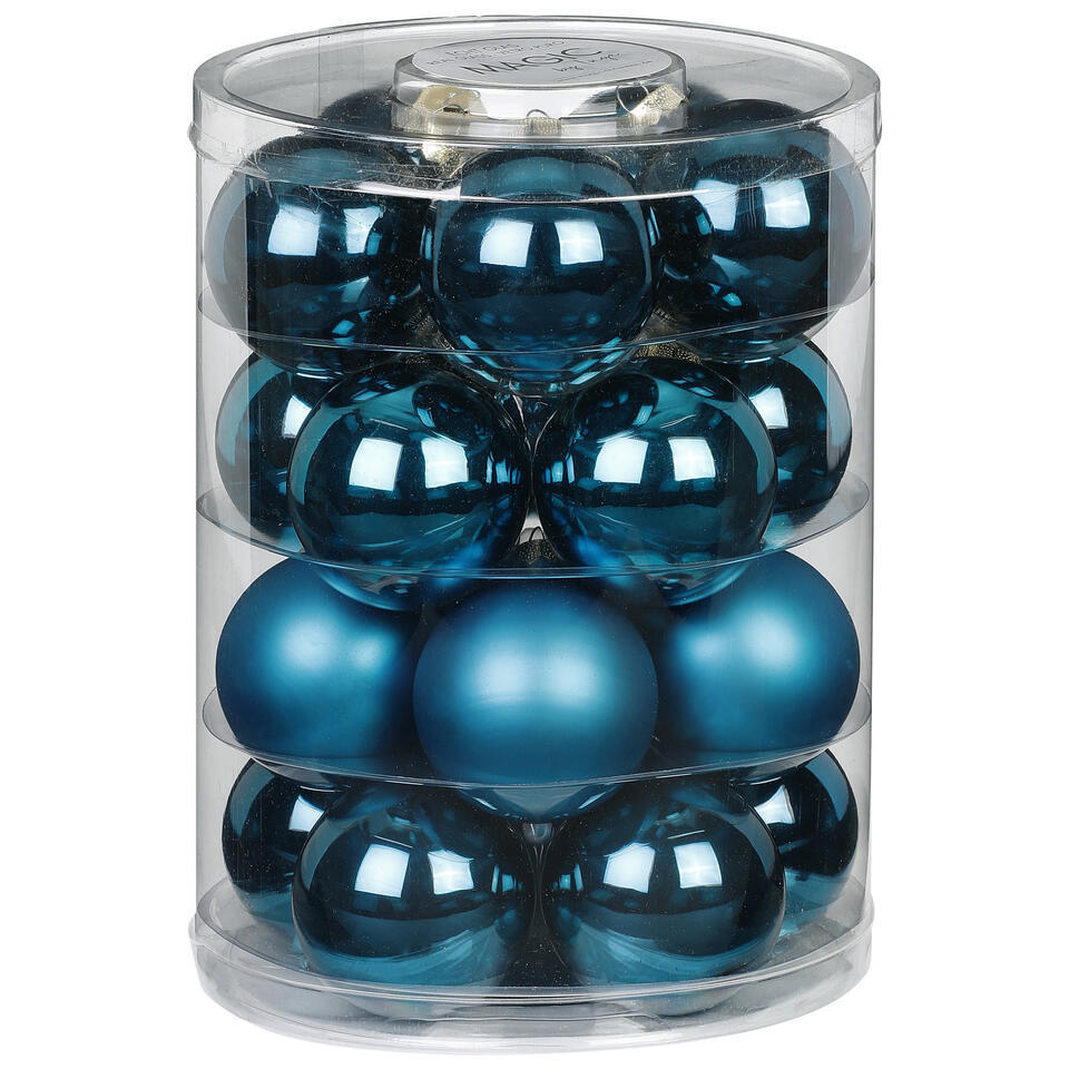 Inge Christmas Goods Kerstballen – 20x st – glas – blauw – 6 cm