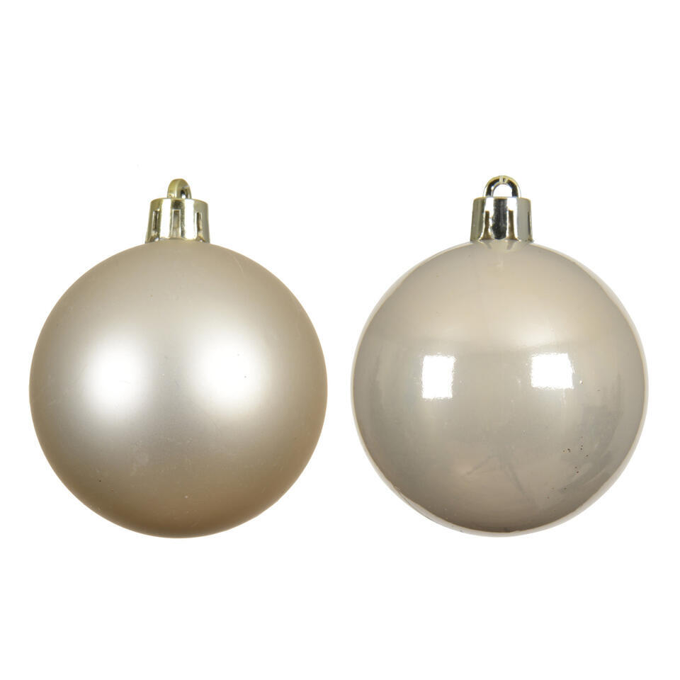 Decoris kerstballen – 6x st – champagne – 8 cm – kunststof