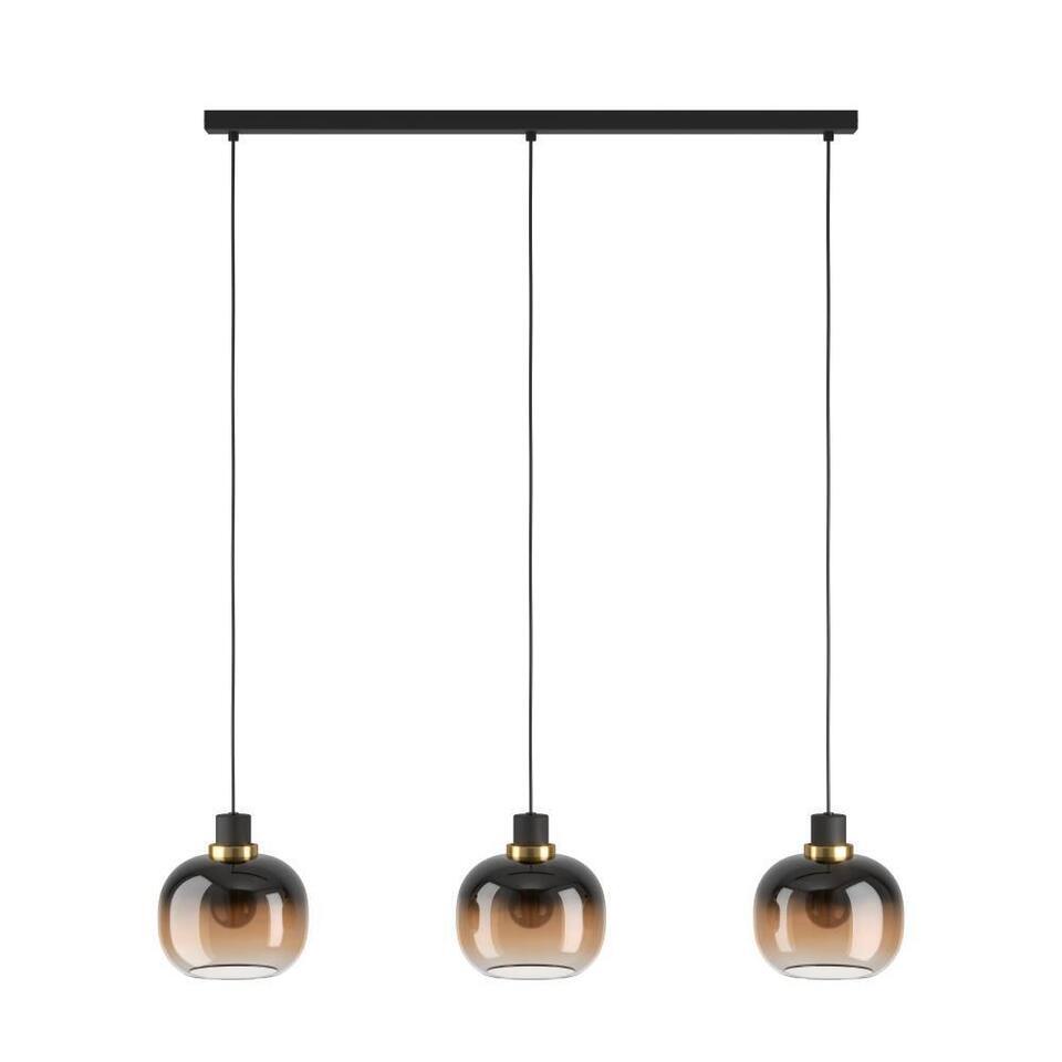 EGLOOilellaHanglamp-E27-95cm-Amber glas – Zwart