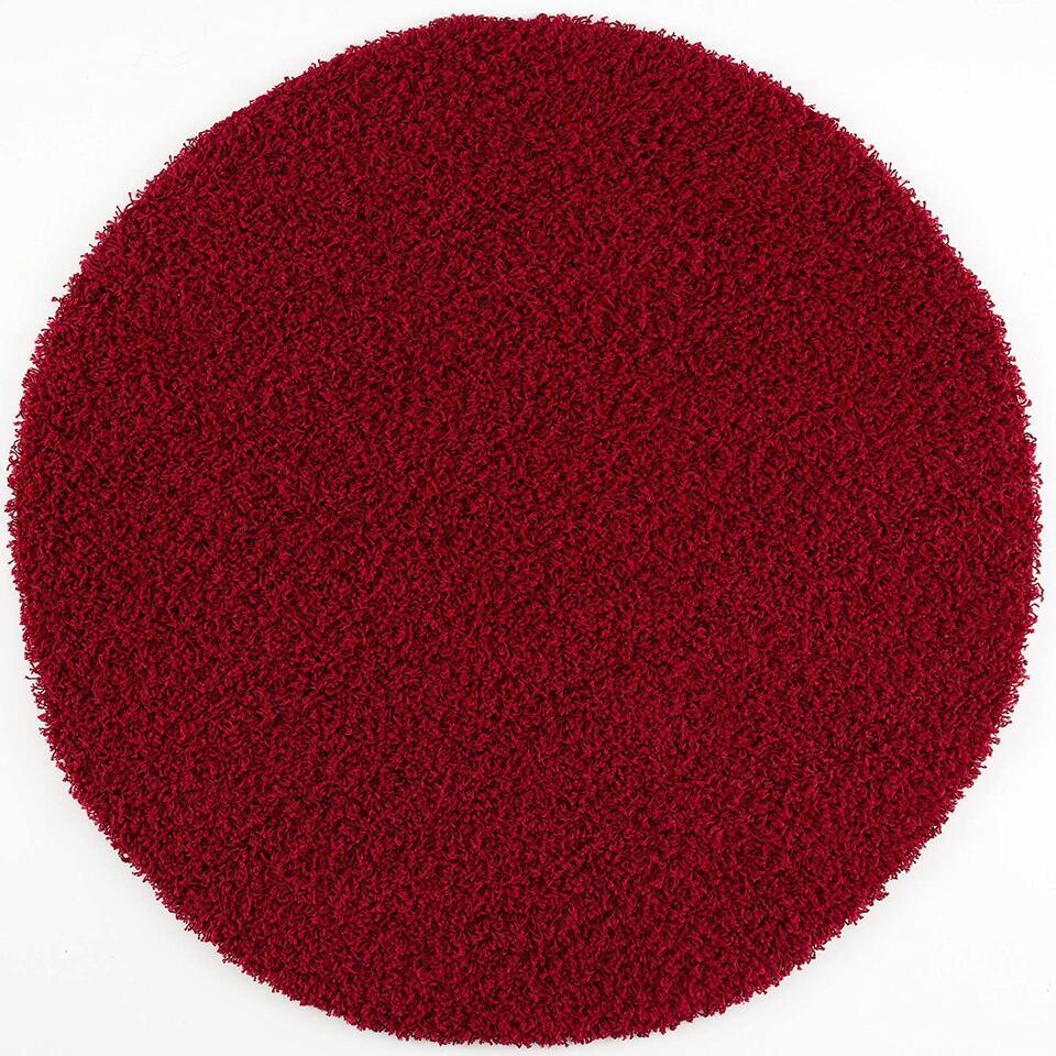 Loca Shaggy Rond Vloerkleed Hoogpolig Rood – 120 CM Ø