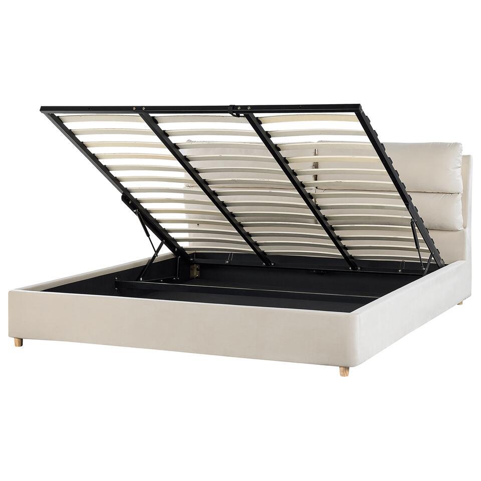 BATILLY – Tweepersoonsbed – Lichtbeige – 180 x 200 cm – Fluweel