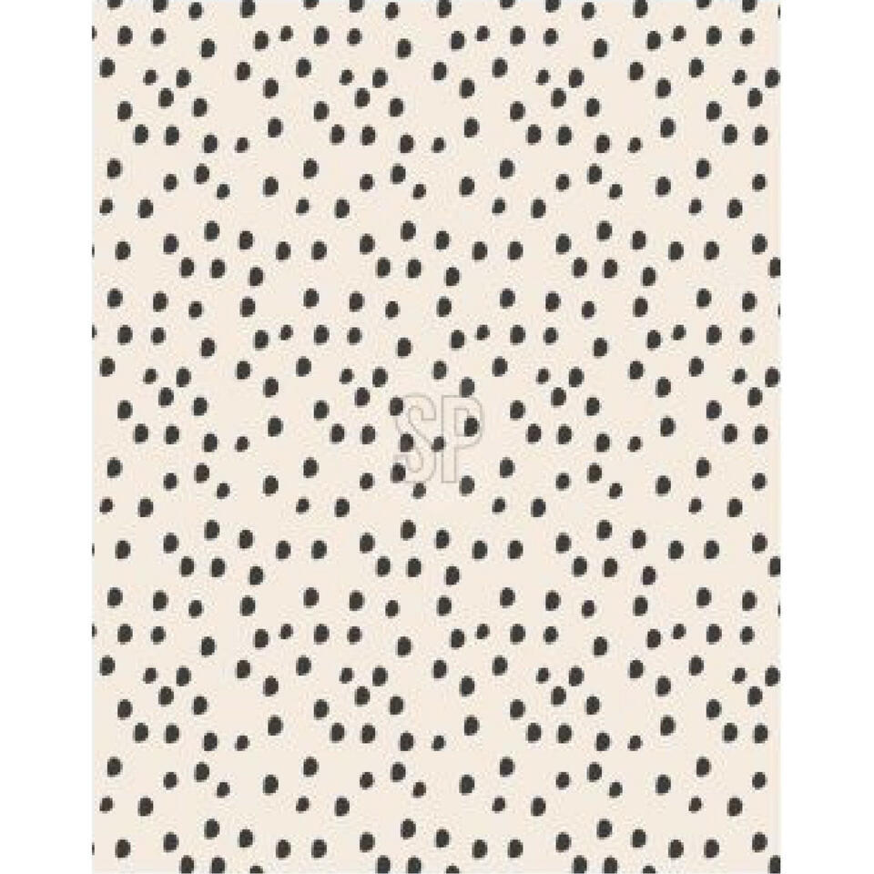 H&S Fleece deken – plaid – beige – zwarte stippen – 130 x 170 cm