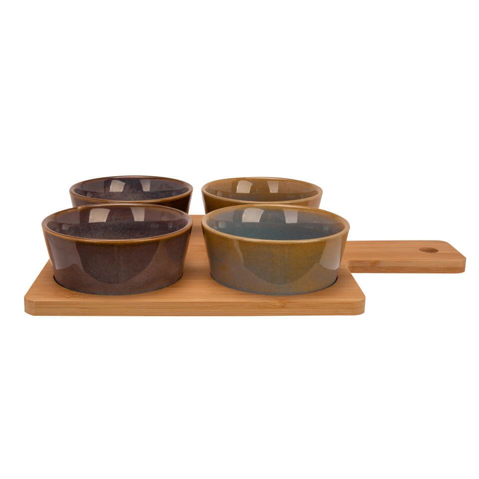 Cosy & Trendy Serveerplank bamboe – met 4 schaaltjes – 31 x 22 cm