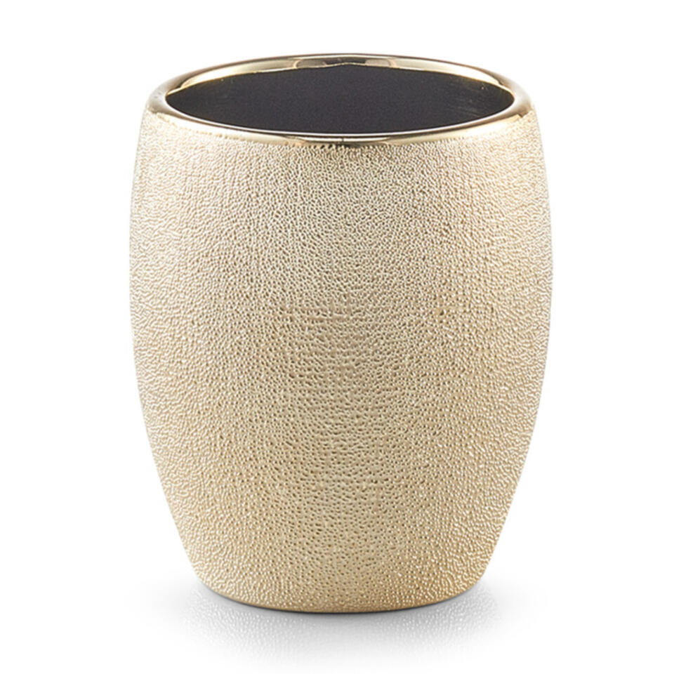 Tandenborstelhouder – keramiek – goud glitter – D8 x H10 cm