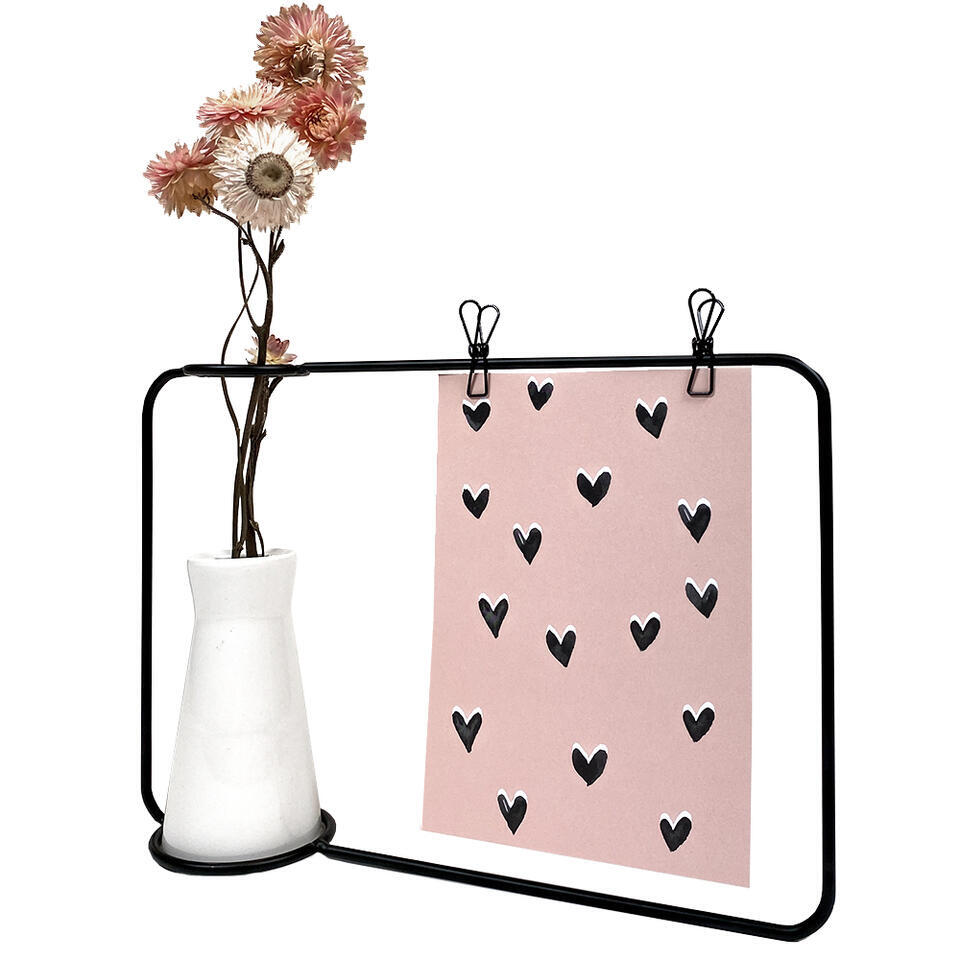 QUVIO Fotoframe met vaasje – Zwart en wit