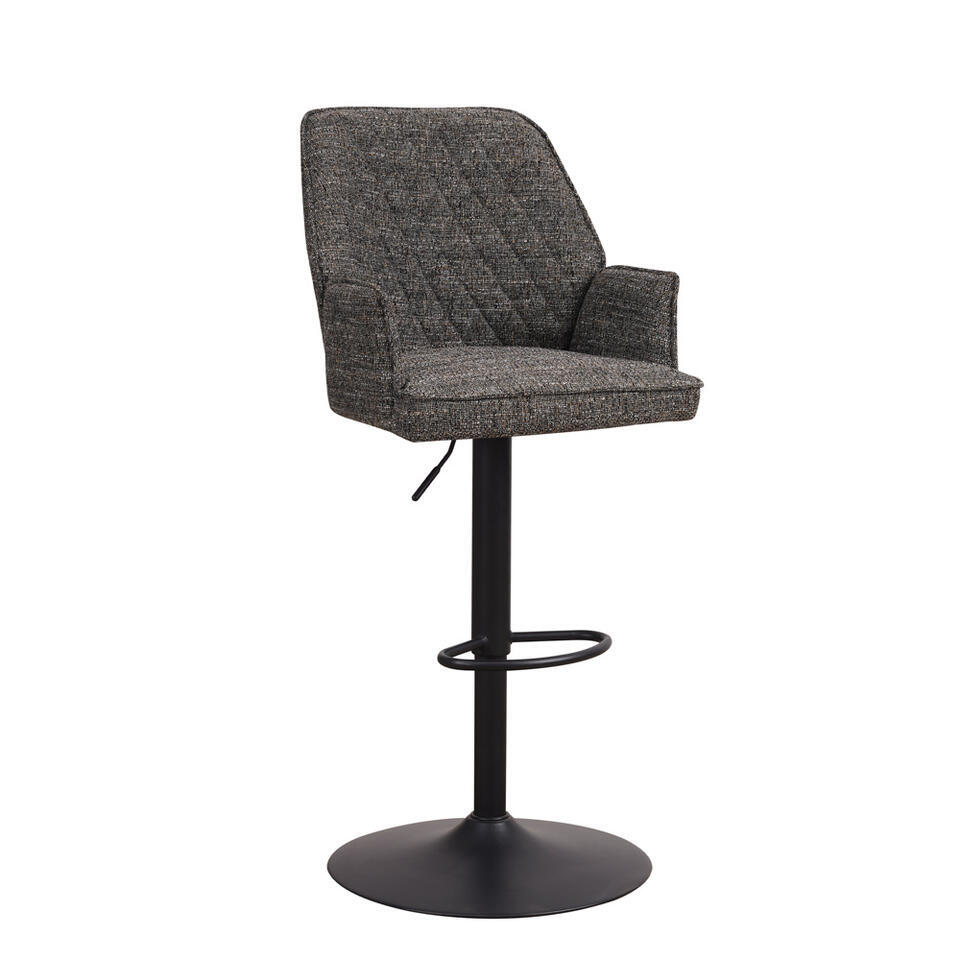Barkruk Novan chenille donkergrijs – Zithoogte 68 cm – Stof – Grijs
