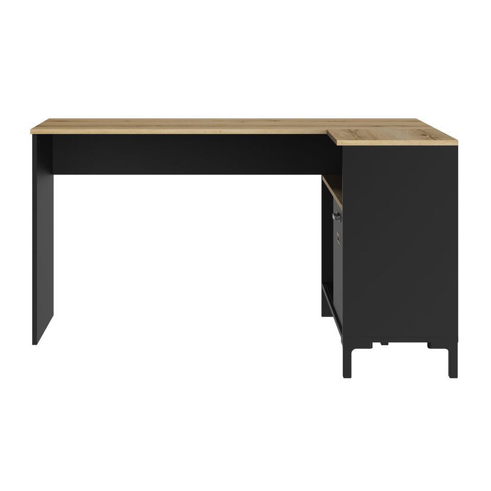 Diagone Hoekbureau Manchester – 136x88cm – Zwart/Eikenkleur