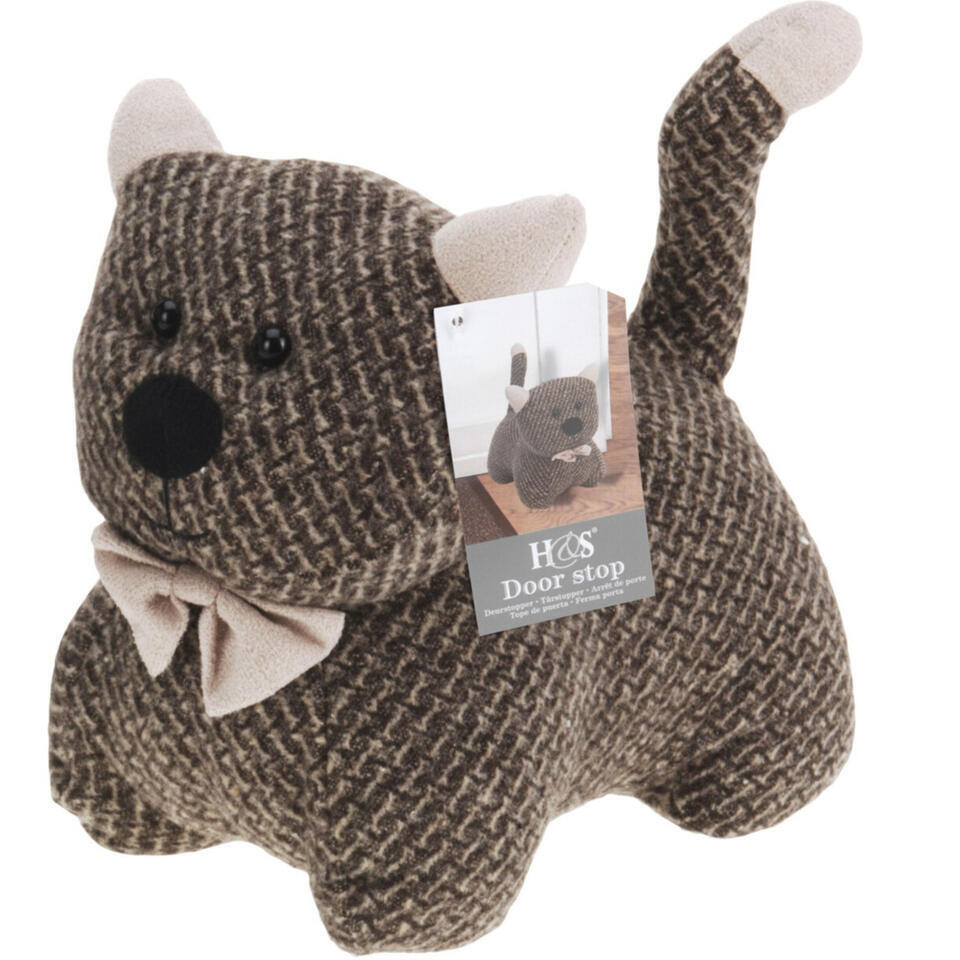 H&S Collection Deurstopper 1 kilo – kat/poes – bruin – 17 x 14