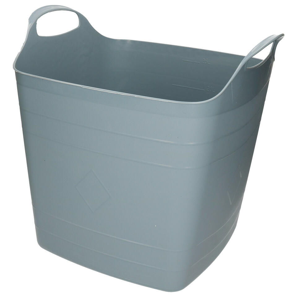 Flexibele kuip – 25L – kunststof – grijs blauw – emmer – wasmand