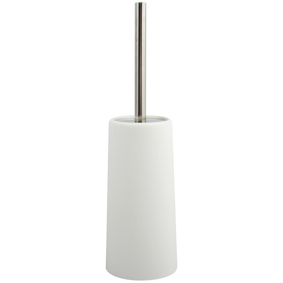 MSV Toiletborstel houder/WC-borstel – ivoor wit – kunststof – 35 cm