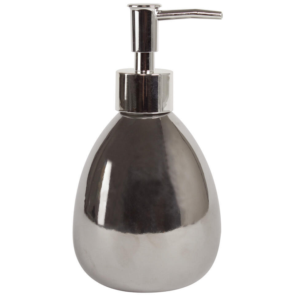 MSV Zeeppompje/dispenser – Kymi – keramiek – zilver kleur- 19 cm