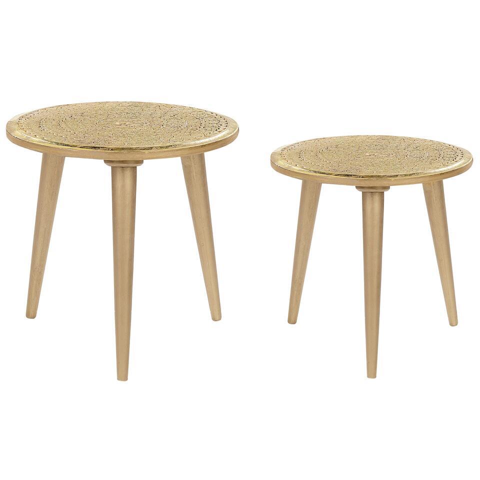 NARRA – Bijzettafel set – Goud – Mangohout