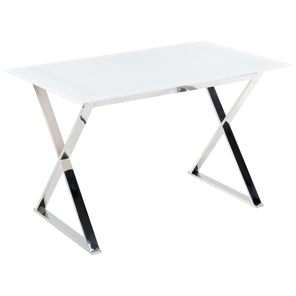 ATTICA – Eettafel – Wit/Zilver – Veiligheidsglas