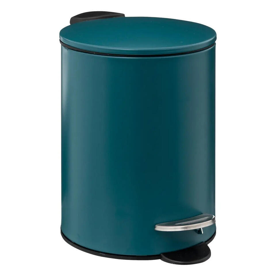 5Five Pedaalemmer – metaal – petrol blauw – 3L – 16×25 cm – badkamer