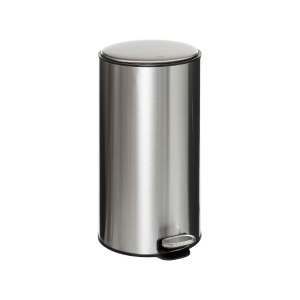 5Five Prullenbak/pedaalemmer – zilver – metaal – 30 liter – 39 x 62 cm