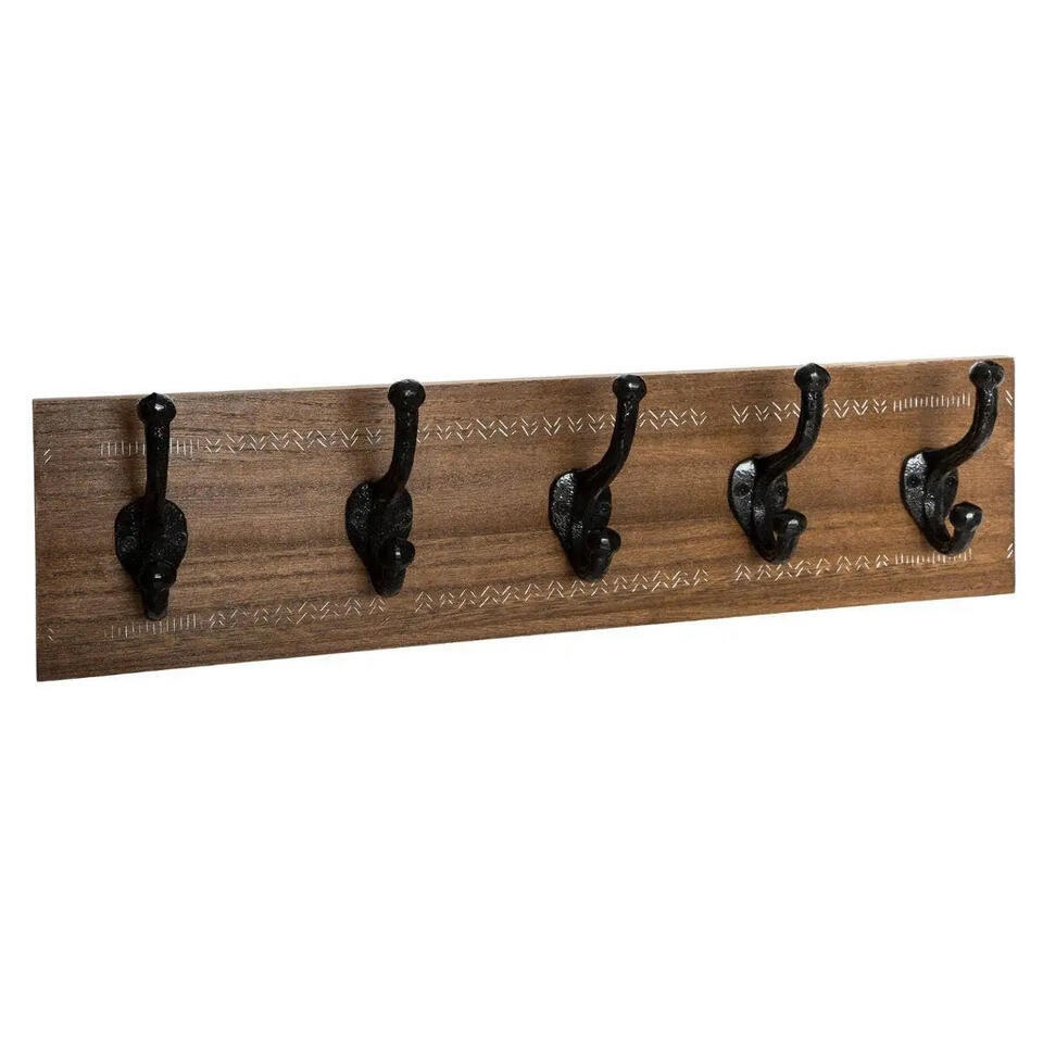 5Five Kapstok – kastanjebruin – 5haaks – MDF/ijzer – 50 x 8.5 x 14 cm