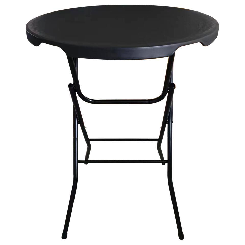 Statafel Zwart – Ø80cm – Inklapbaar – Incl. Statafelrok Zwart