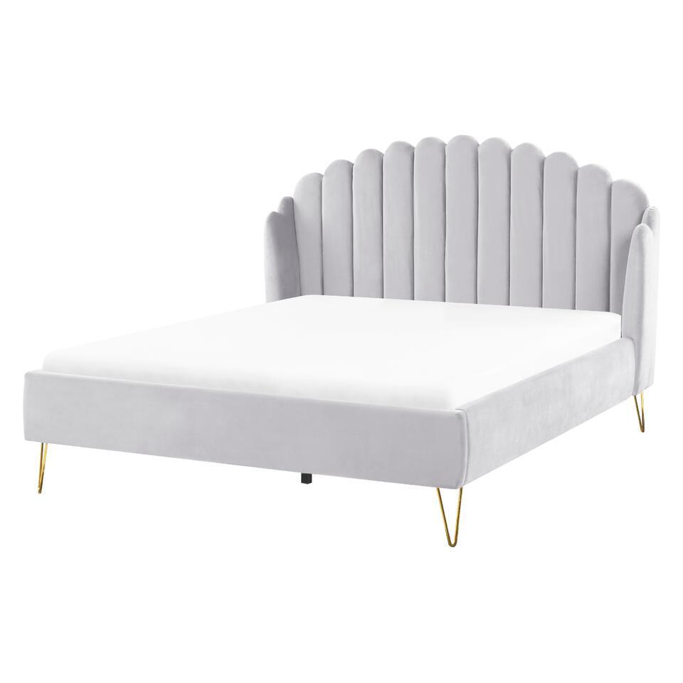 AMBILLOU – Tweepersoonsbed – Lichtgrijs – 160 x 200 cm – Fluweel