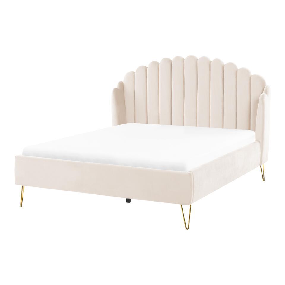 AMBILLOU – Tweepersoonsbed – Lichtbeige – 140 x 200 cm – Fluweel