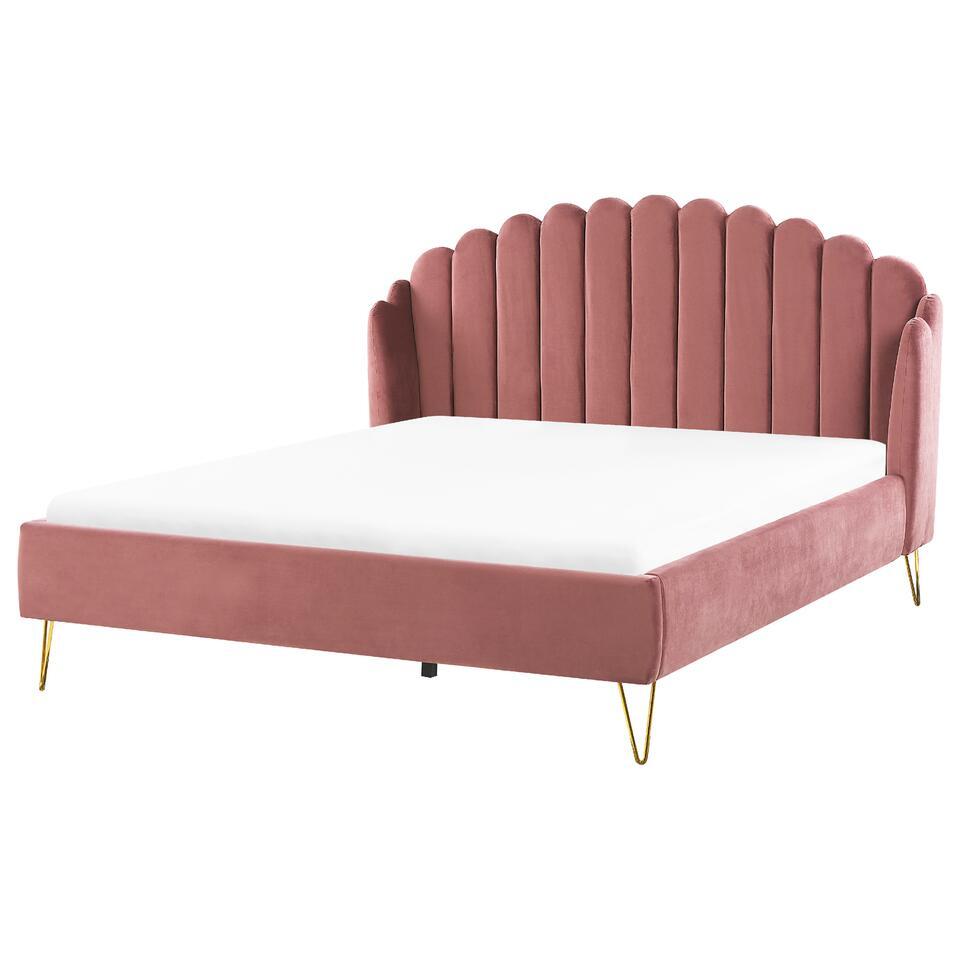 AMBILLOU – Tweepersoonsbed – Roze – 180 x 200 cm – Fluweel