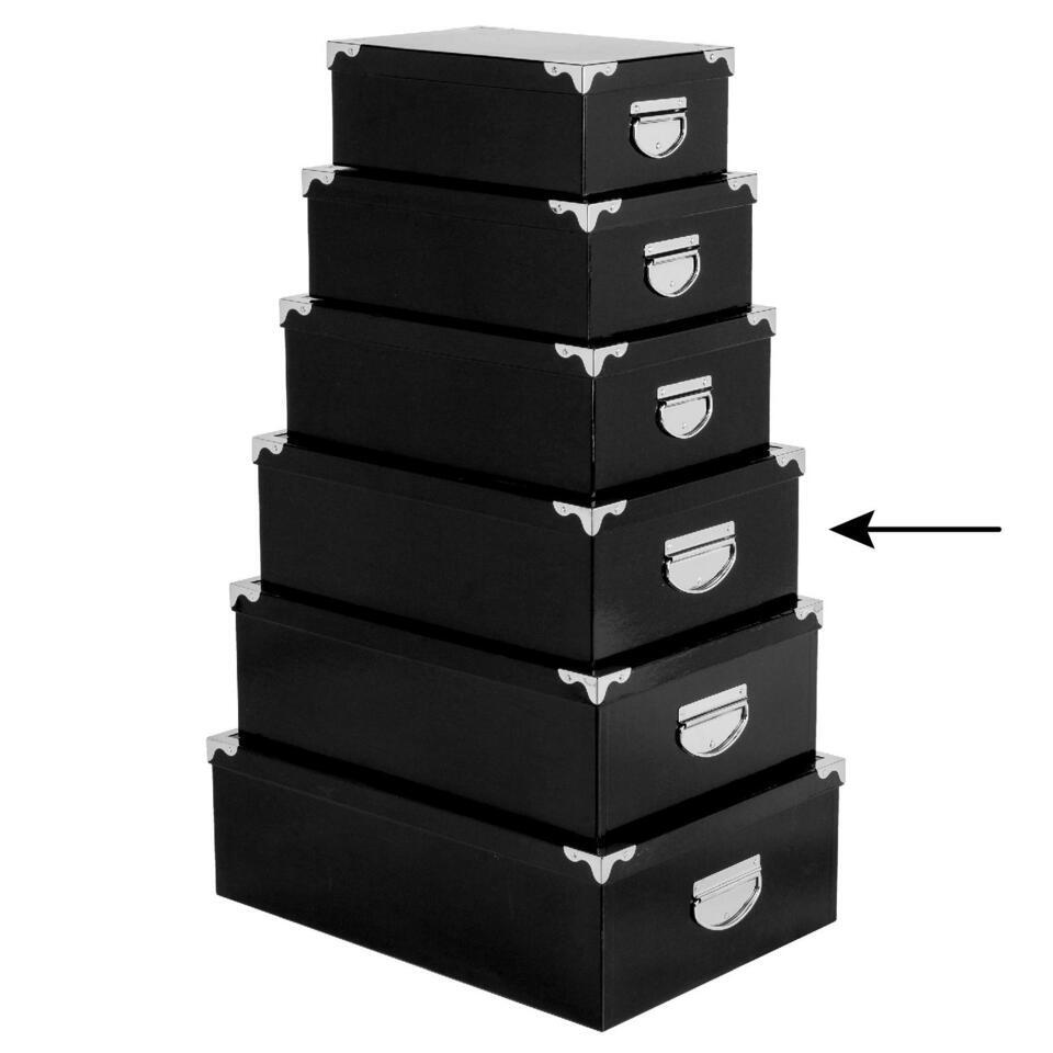 5Five Opbergdoos/box – zwart – L40 x B26.5 x H14 cm – Karton