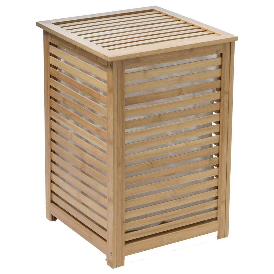 5Five Wasmand Bamboe – Met waszak – 65L – 40 x 38 x 58 cm