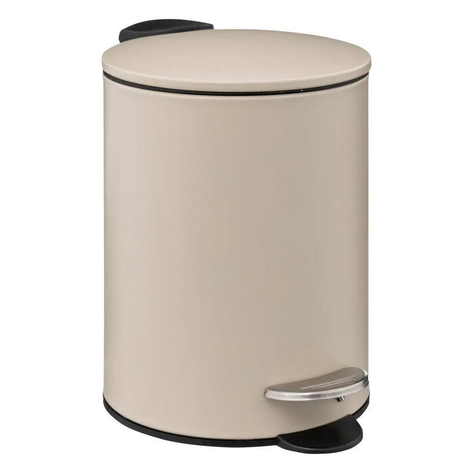 5Five kleine pedaalemmer – metaal – beige – 3L – 16 x 25 cm