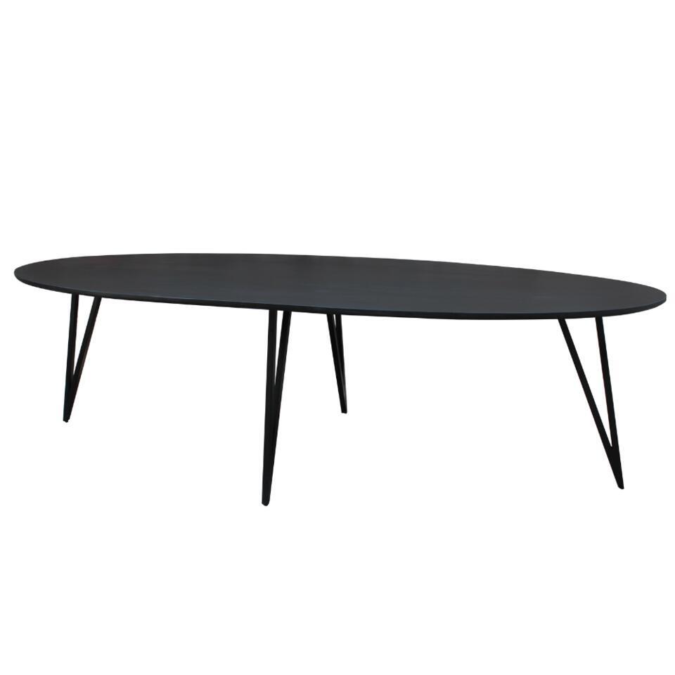 Zwart ovale eettafel Cesar 270×110 cm – Mangohout – Zwart