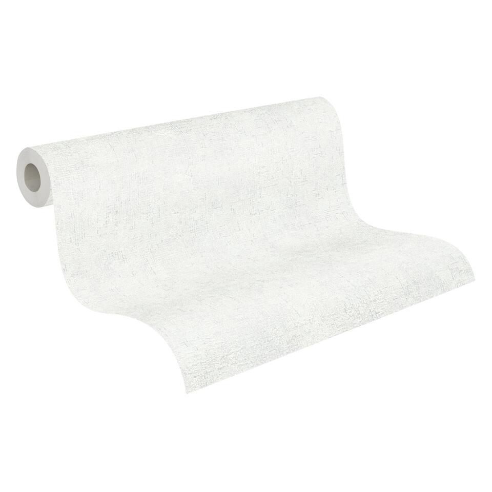A.S. Création behang geschilderd effect wit en glanzend wit – 53 cm x 10.05 m
