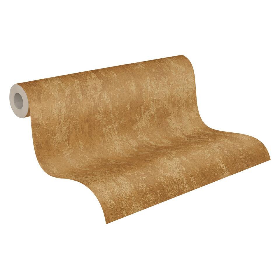 A.S. Création behang betonlook goud en glanzend wit – 53 cm x 10.05 m