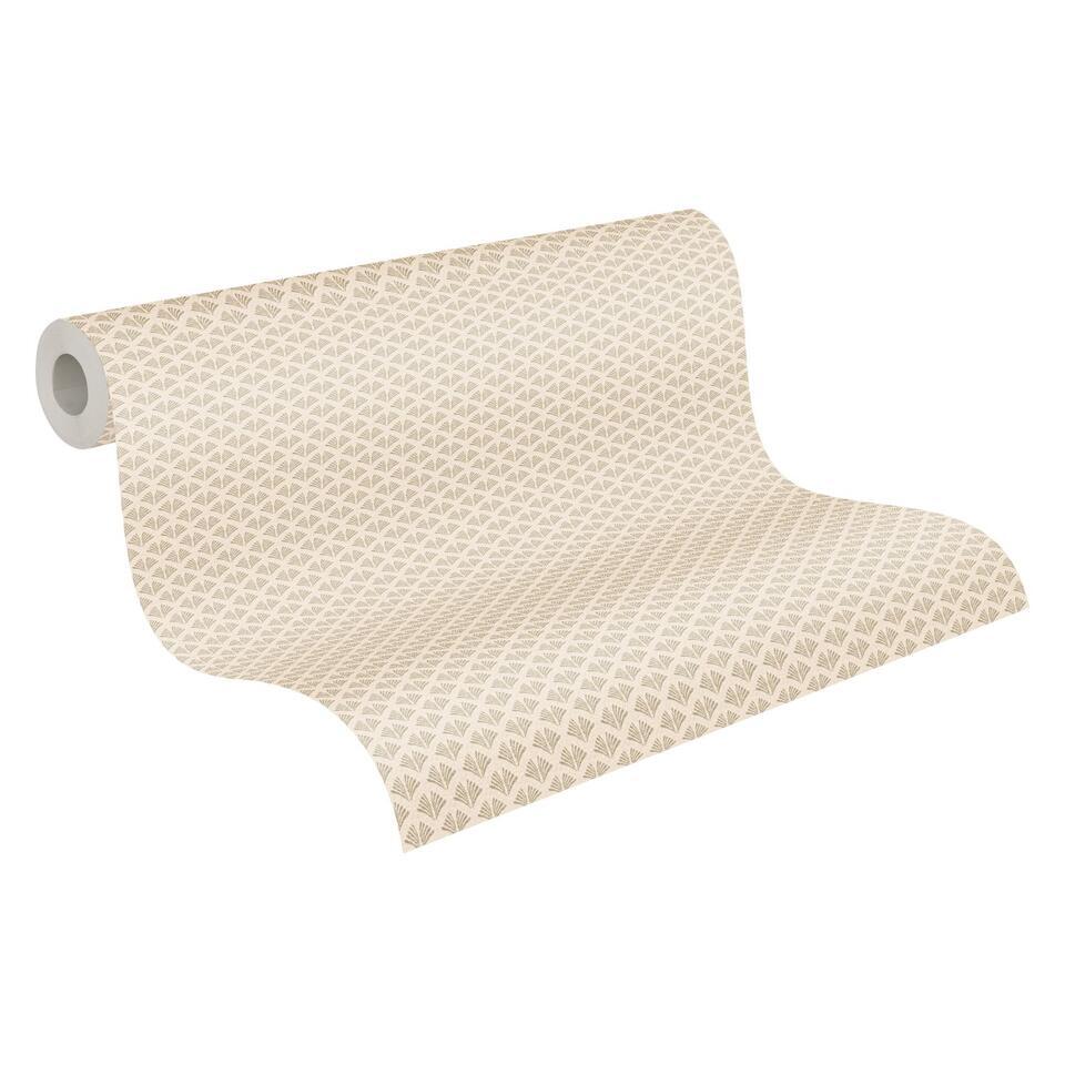 A.S. Création behang art deco motief beige, goud en glitter – 53 cm x 10.05 m